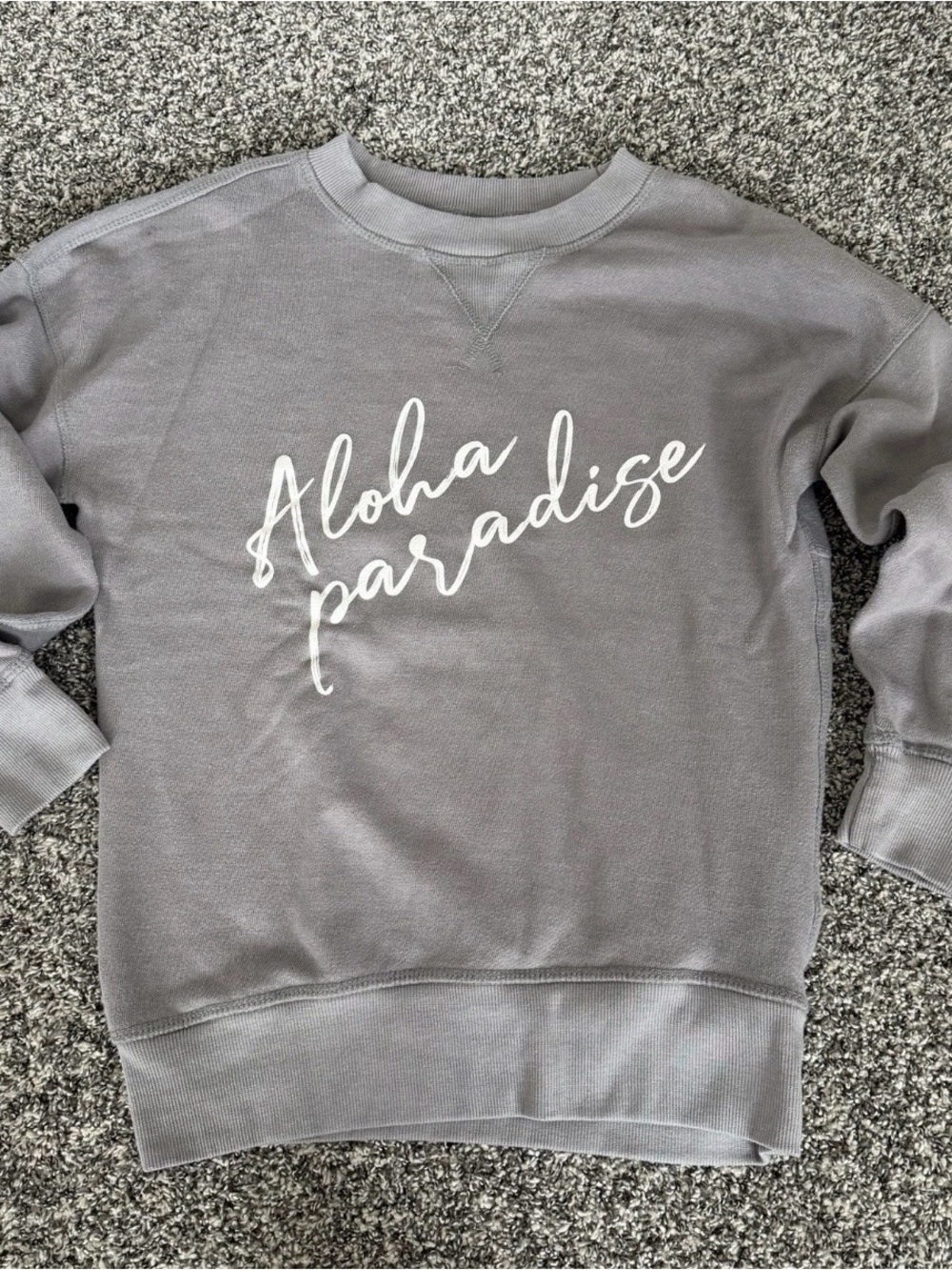 Jaxsea Gray Aloha Paradise Sweatshirt XS Tropical Graphic Pullover Crewneck